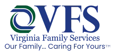 A blue and green logo for the family facility services of virginia.